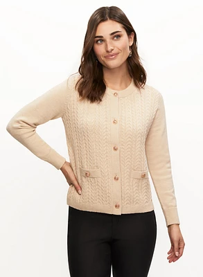 Cardigan à boutons et maille torsadée