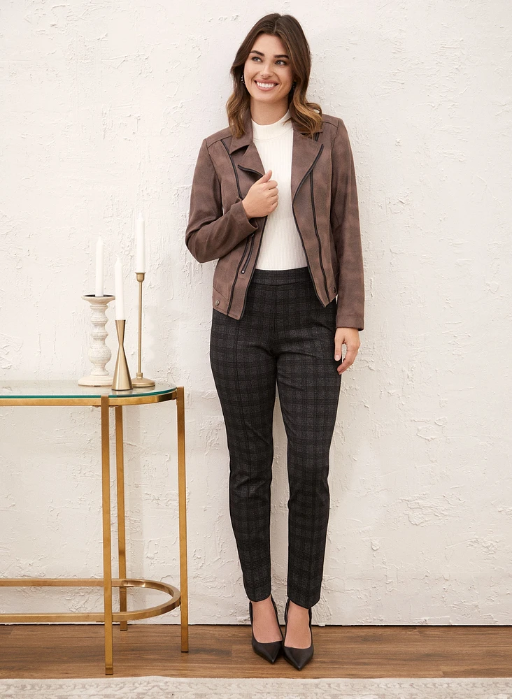 Pull-On Plaid Motif Pants