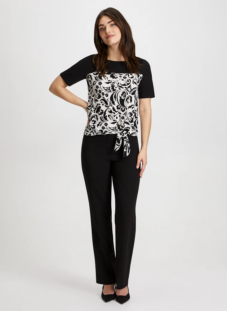 Floral Print Top & Modern Fit Pants