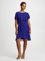 Tiered Flutter Sleeve Dress