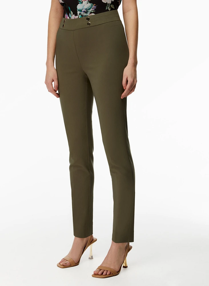 Pull-On Button Detail Pants
