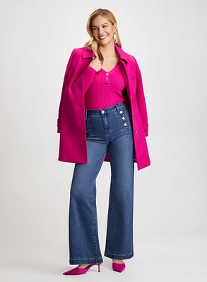 Tricotine Trench & Wide Leg Jeans