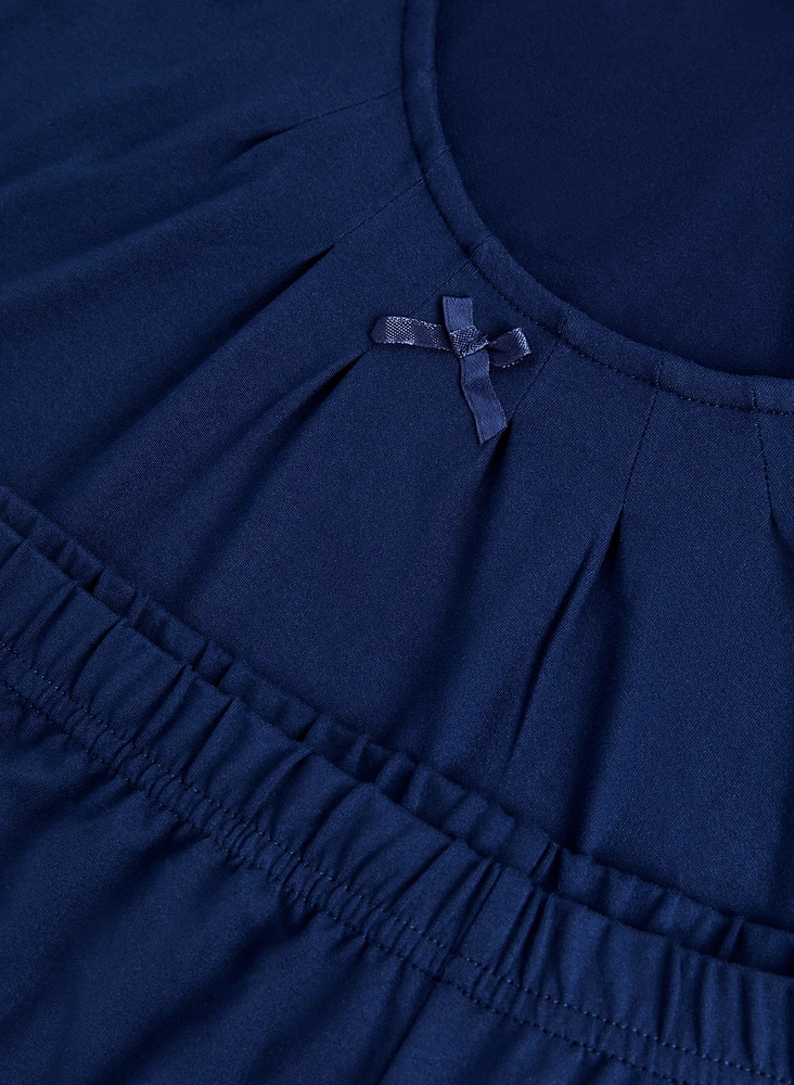 Pleat & Bow Detail Pyjama Set