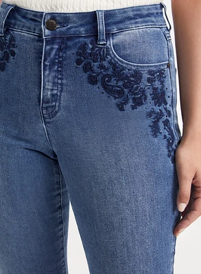 Embroidered Straight Leg Jeans