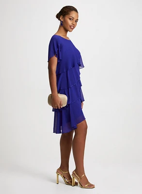 Tiered Flutter Sleeve Dress