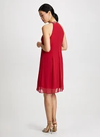 Cascading Ruffle Bead Neck Dress