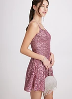 Square Neck Sequin Dress