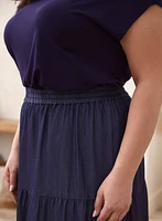 Jupe paysanne en tencel imitation denim