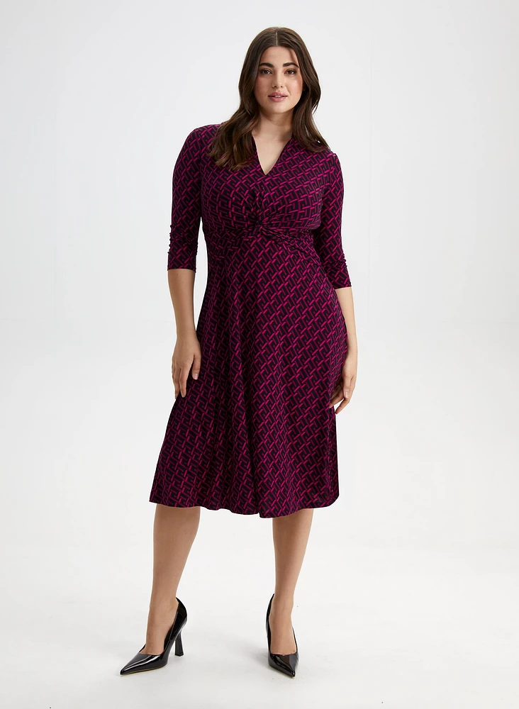 Robe midi à motif géométrique