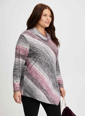 Stripe Print Asymmetrical Top