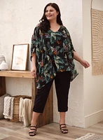 Tropical Print Chiffon Poncho Top