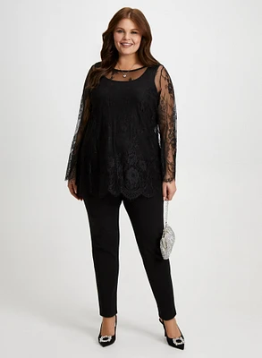 Lace Popover Top & Bow Detail Pants