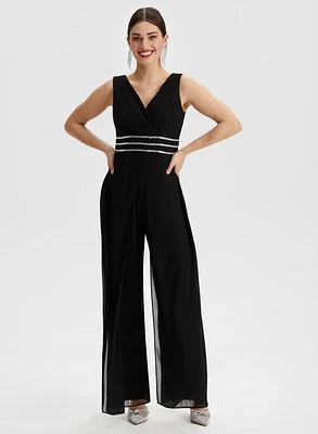 Rhinestone Stripe Detail Jumpsuit