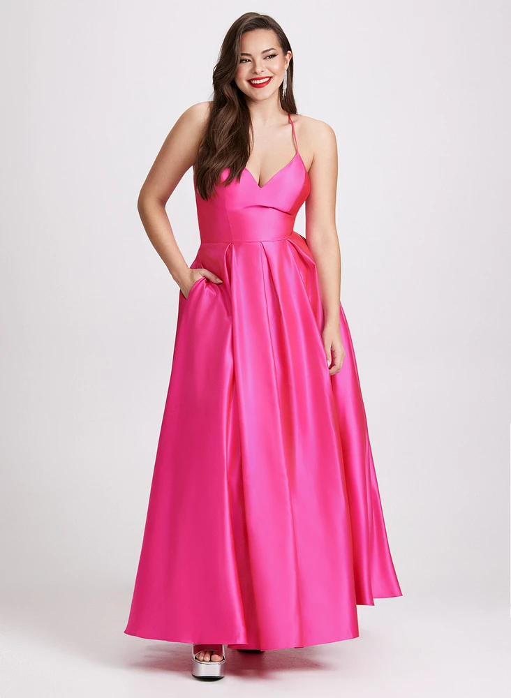 Satin Fit & Flare Ball Gown