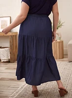 Jupe paysanne en tencel imitation denim