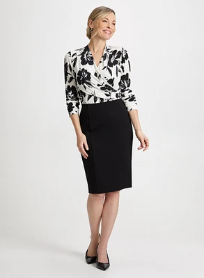 Wrap-Style Top & Pencil Skirt