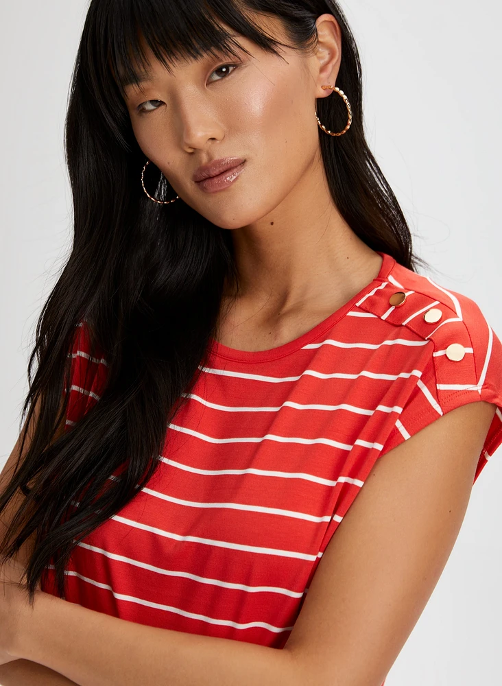 Stripe Print Two-Tone Top