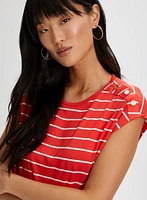 Stripe Print Two-Tone Top