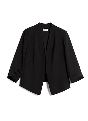 Pleated Sleeve Open Front Jacket