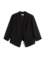 Pleated Sleeve Open Front Jacket