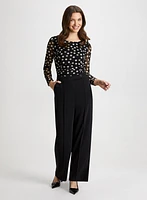 Dot Motif Top & Modern Fit Pants