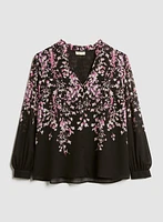 Floral Print Split Neck Blouse