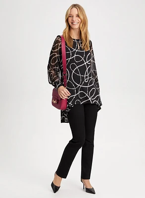 Printed Bouffant Sleeve Top