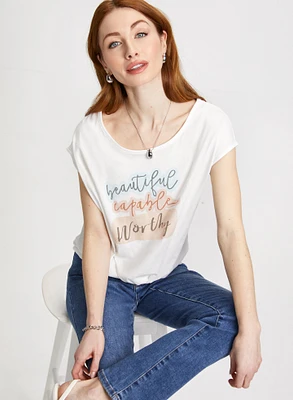 T-shirt à texte et lien nouer