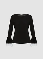 Double Ruffle Detail Long Sleeve Top