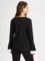 Double Ruffle Detail Long Sleeve Top