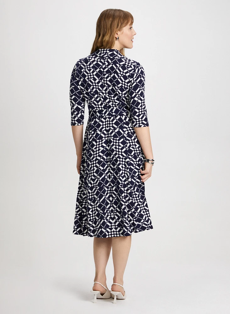 Geometric Print Shirt Dress