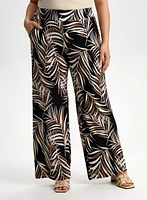 Leaf Print Wide Leg Pants
