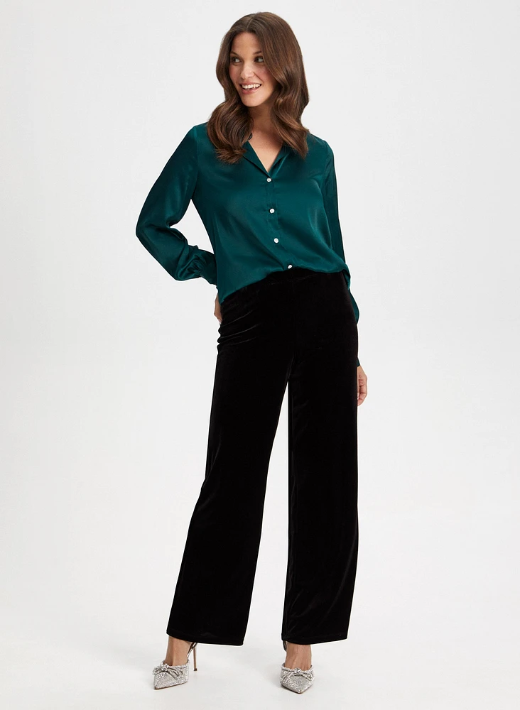 Satin Blouse & Olivia Velour Pants