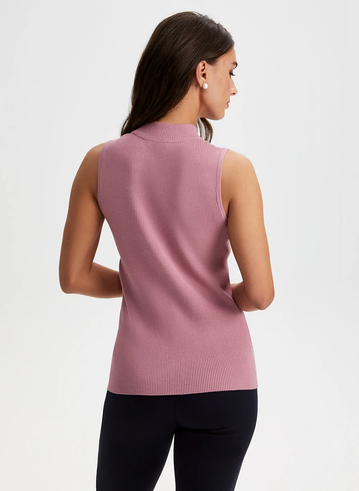 Sleeveless Mock Neck Sweater