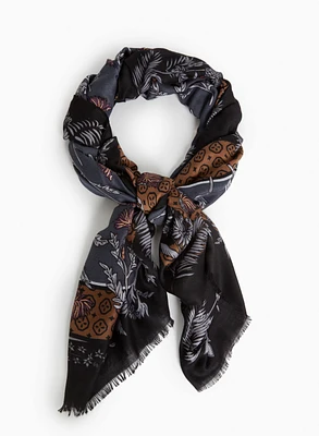 Foulard soyeux à motif floral 