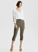 Lace-Up Detail Capri Pants