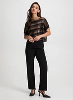 Metallic Stripe Top & Wide Leg Pants