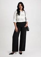 Striped Boat Neck Sweater & Wide Leg Pants