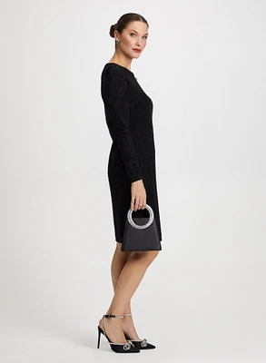 Metallic Jacquard Motif Knit Dress