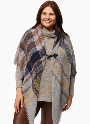 Étole de style poncho à carreaux