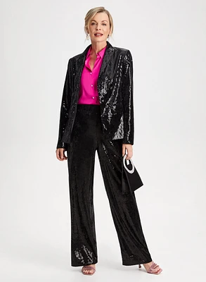 Sequin Detail Wide Leg Pants