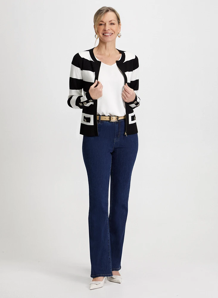 Striped Cardigan & Bootcut Jeans