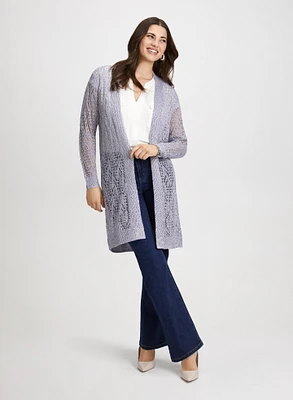 Cardigan en tricot et jean semi-évasé