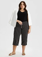 Stripe Print Wide Leg Capris