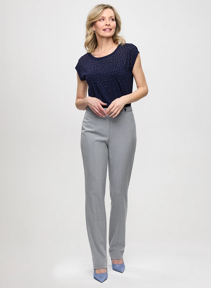 Embellished Cap Sleeve T-Shirt & Bi-Stretch Pants