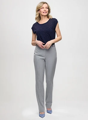 Embellished Cap Sleeve T-Shirt & Bi-Stretch Pants