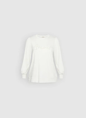 Pearl Detail Long Sleeve Pullover