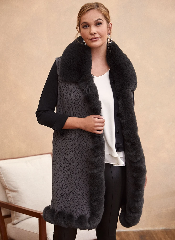 Sleeveless Faux Fur Poncho