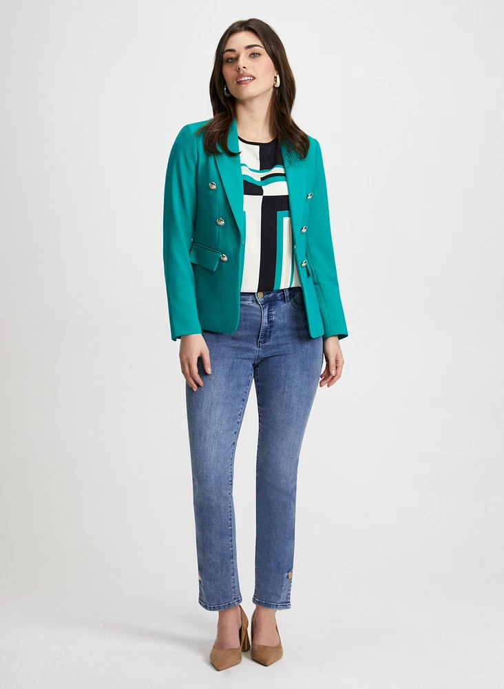 Button Detail Blazer & Button Hem Jeans