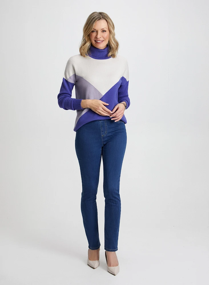 Colour Block Sweater & Pull-On Jeans